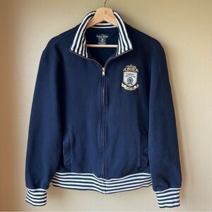 Tommy Hilfiger Sweatshirt Full Zip Women’s Size XL Navy Stripes Preppy Nautical